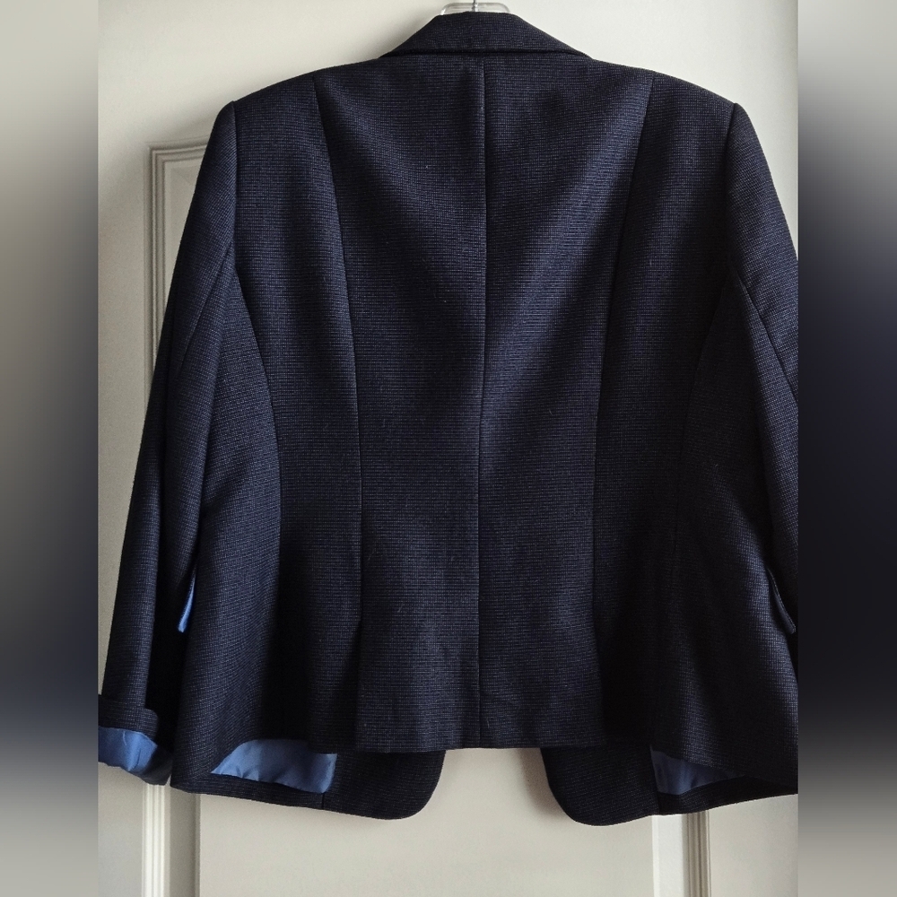 Kasper Sz 10 Petite Blazer Jacket Polyester Rayon Fully Lined Blue Buttons